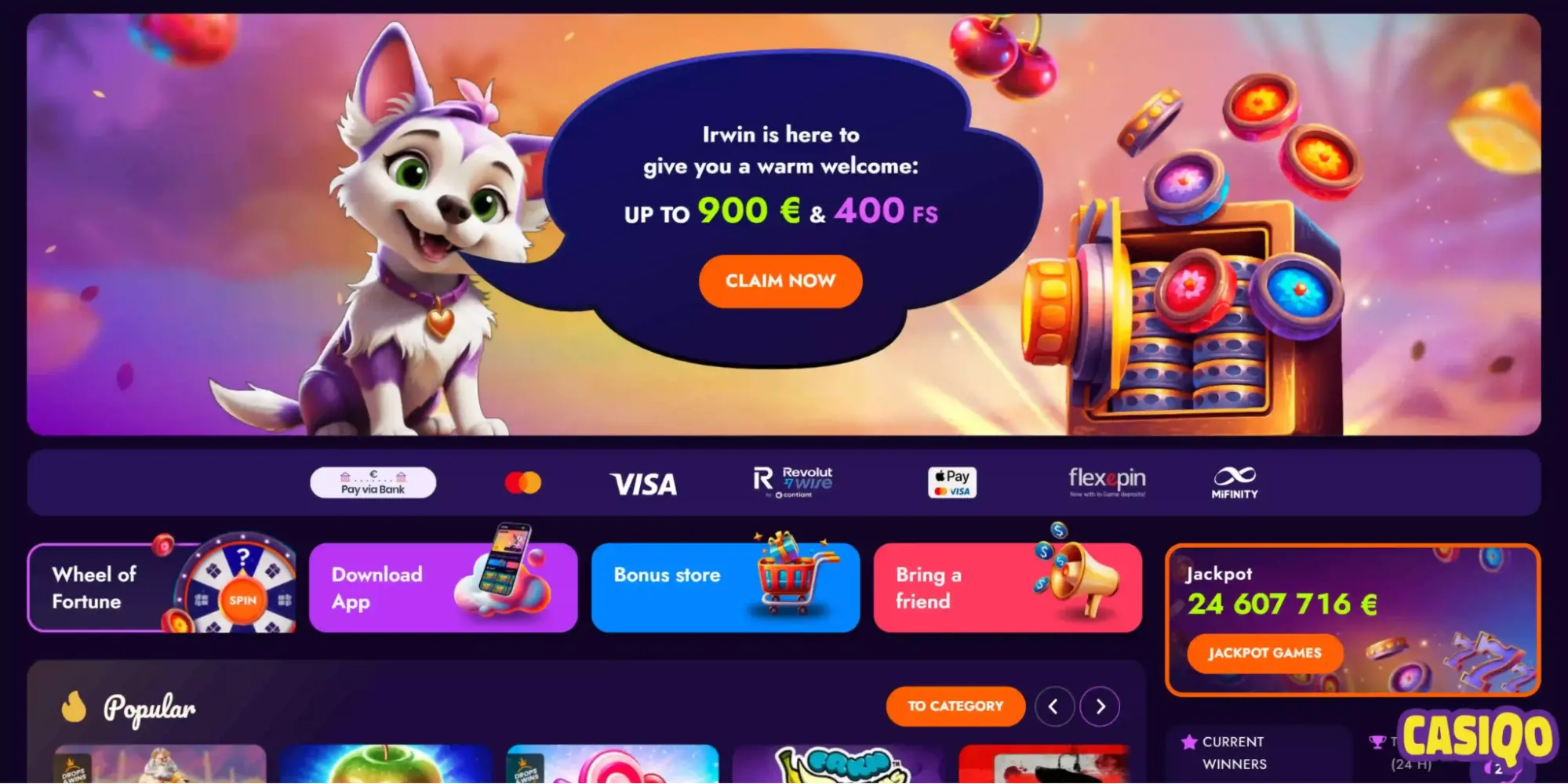 Игровые автоматы в Irwin Casino